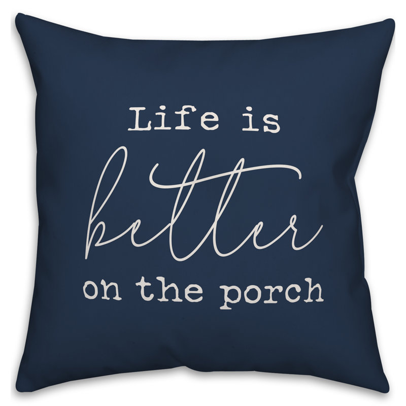 Textual Outdoor Throw Pillow, 20" x 20" , Navy