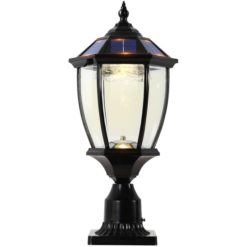 Solar Powered LED Outdoor Pier Mount Light With 3" Fitter, Black
