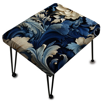 Cobalt Blue And White Victorian Floral Pattern - Floral Rectangle Ottoman