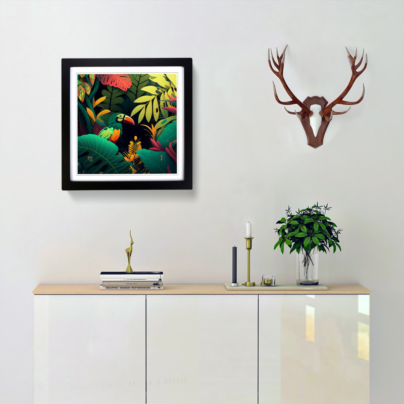 Jungle Graphic Art - Single Picture Frame Print on Wood, Black