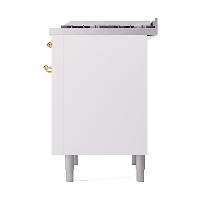 ILVE Nostalgie II Noblesse 36 in Dual Fuel Range, White/Brass, Natural Gas