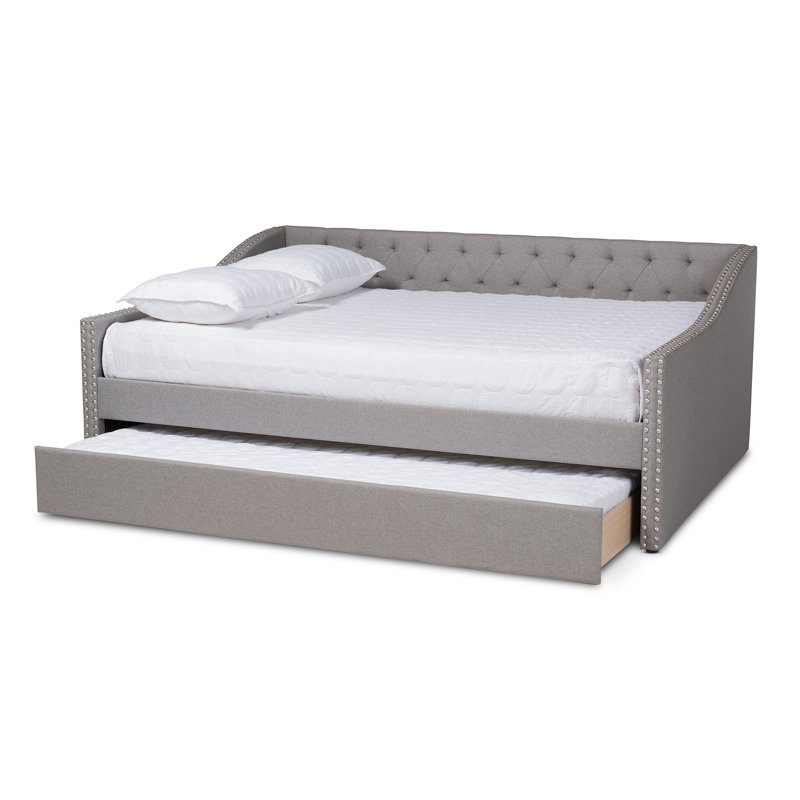 Lit de jour avec couchette Weldon, Gris clair, Grand lit