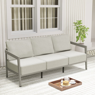 Heitzman 3-Seat Aluminum Patio Sofa with Cushions