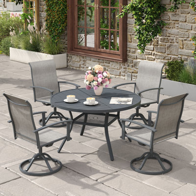 4-Person Outdoor Patio Dining Set With Swivel Chairs