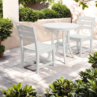 Ensemble bistro 3 pièces White Hdpe, solution de patio polyvalente
