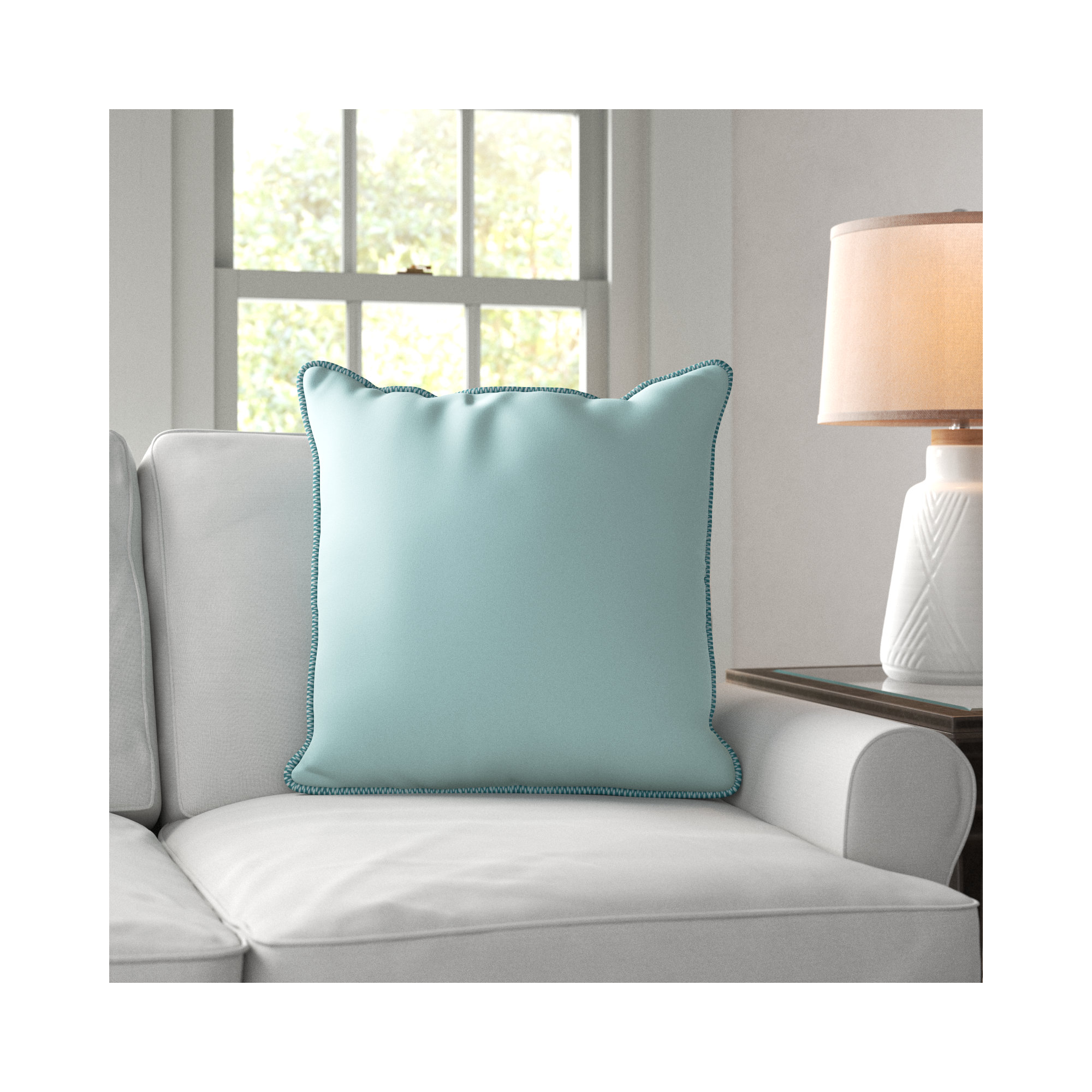 Delijah Sunbrella® Indoor/Outdoor Throw Pillow, Seascape Moss, 20" x 20"
