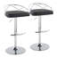 Tabouret de bar réglable avec pivot en métal chromé et similicuir noir avec repose-pieds arrondi en T - ensemble de 2