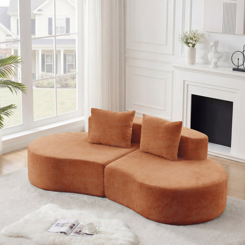Boneless 2 - Piece Upholstered Sofa, Orange Chenille