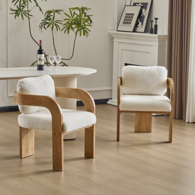 Demars Modern Rustic Upholstered Dining Chairs With Curved Arms