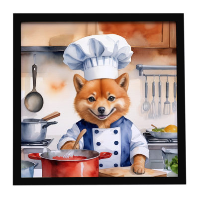 Finnish Spitz The Chef Framed Metal Print