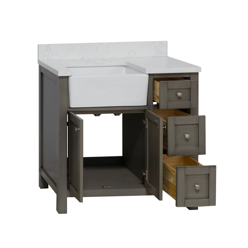 Ensemble de meuble-lavabo simple 36 po, Gris patiné