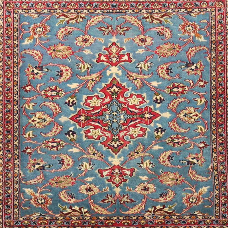 Tapis oriental bleu / rouge, Carré 8 pi