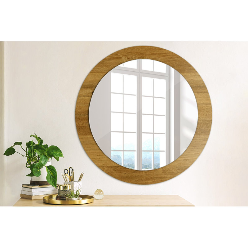 Huldar Glass Flat Mirror, 70cm H x 70cm W, Brown