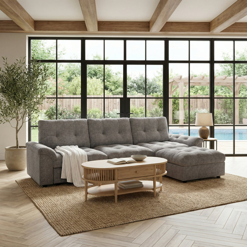 Canapé modulaire 103,5 po Cloud, Chenille gris pâle, H 38,85 po x l 103,5 po x P 56 po