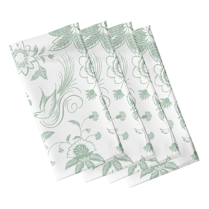 Aspacio Polyester Floral Square Napkin, Green