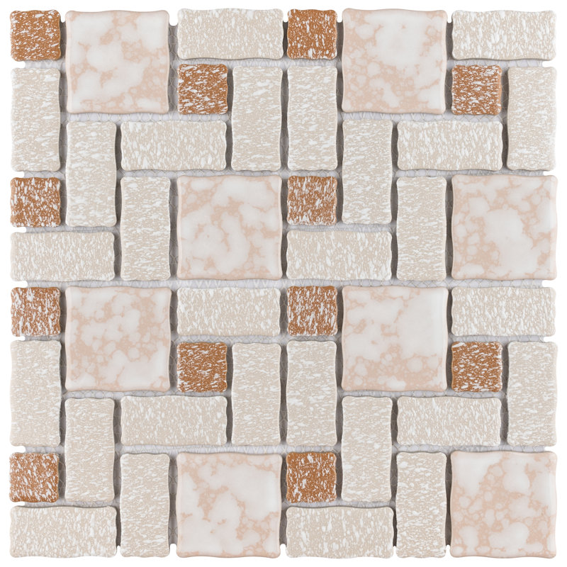 Academy Random Sized Straight Edge Porcelain Versailles Mosaic Wall & Floor Tile, Beige/Brown