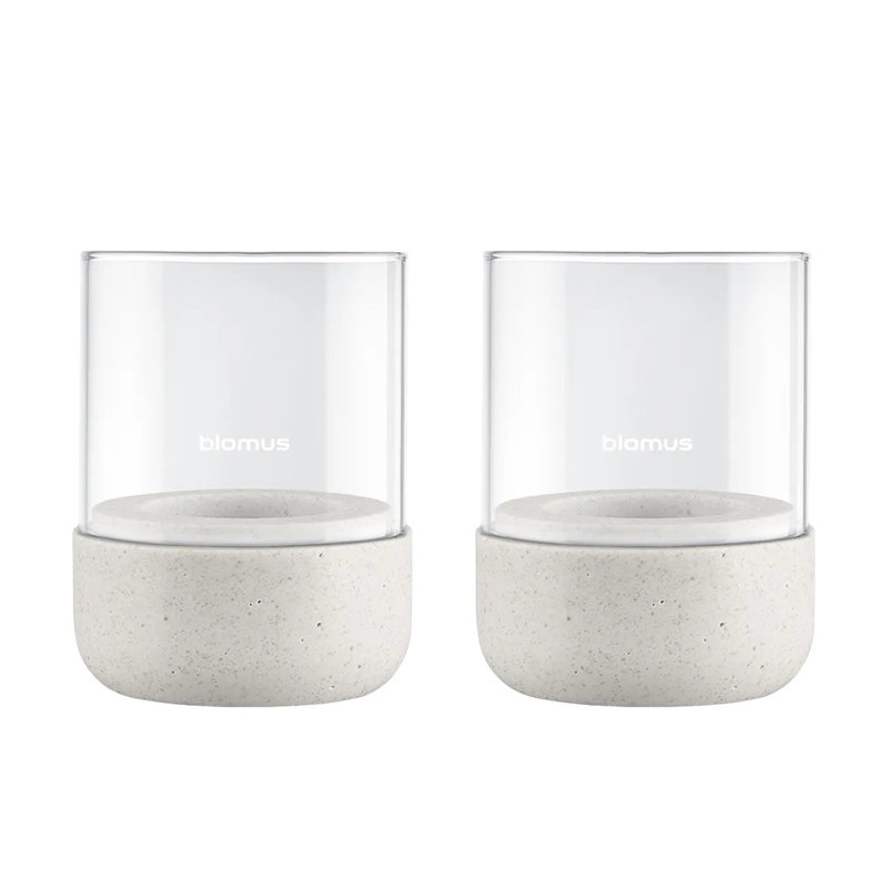 2 Piece Glass Set, 9.5 cm H x 7 cm W x 7 cm D, Light Grey