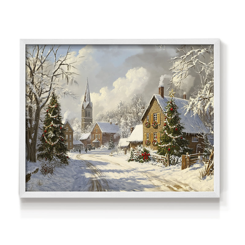 Chirstmas Art-CCXCIII -Framed Print - Restickable, H 11 po x l 14 po, Blanc