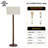 61" Retro Walnut Rubberwood Floor Lamp with Sculptural Stacked Sphere Base and Cream Linen Drum Shade, cULus Certified for Living Room Side Tables, Bedroom Corners, Home Offices or Study Rooms-1584075354