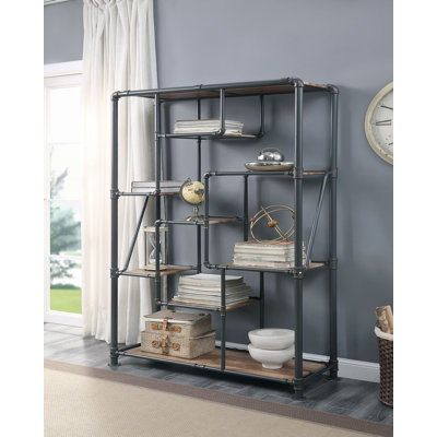 75.5"H x 48.6"W Metal Geometric Bookcase