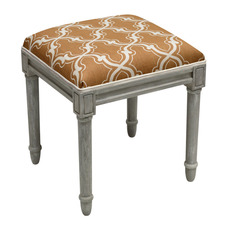 Tabouret de coiffeuse en treillis Pangle, Caramel, Gris rustique