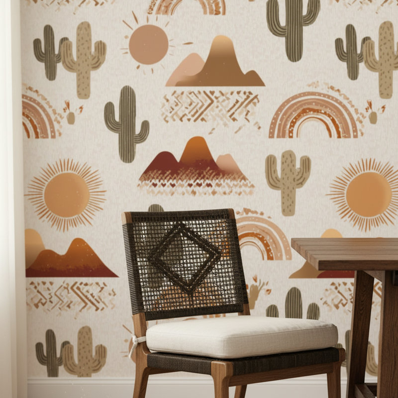 Décoration murale géométrique désert cactus