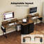  Gaming Desk L Shaped with USB Charging Port Power Outlet Walnut Color