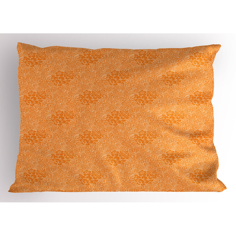 Ensemble de 2 taies décoratives orange Ambesonne, feuillage floral rococo orange et beige, H 20 po x l 30 po