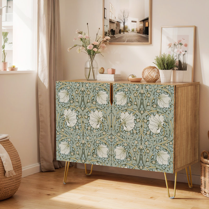 35 " W Sideboard, Vintage Flower Green