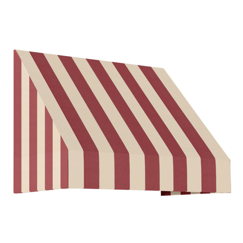 Auvent fixe en tissu acrylique New Yorker Awntech, H 24 po x l 52,5 po x P 36 po, Rayures bourgogne / brun clair