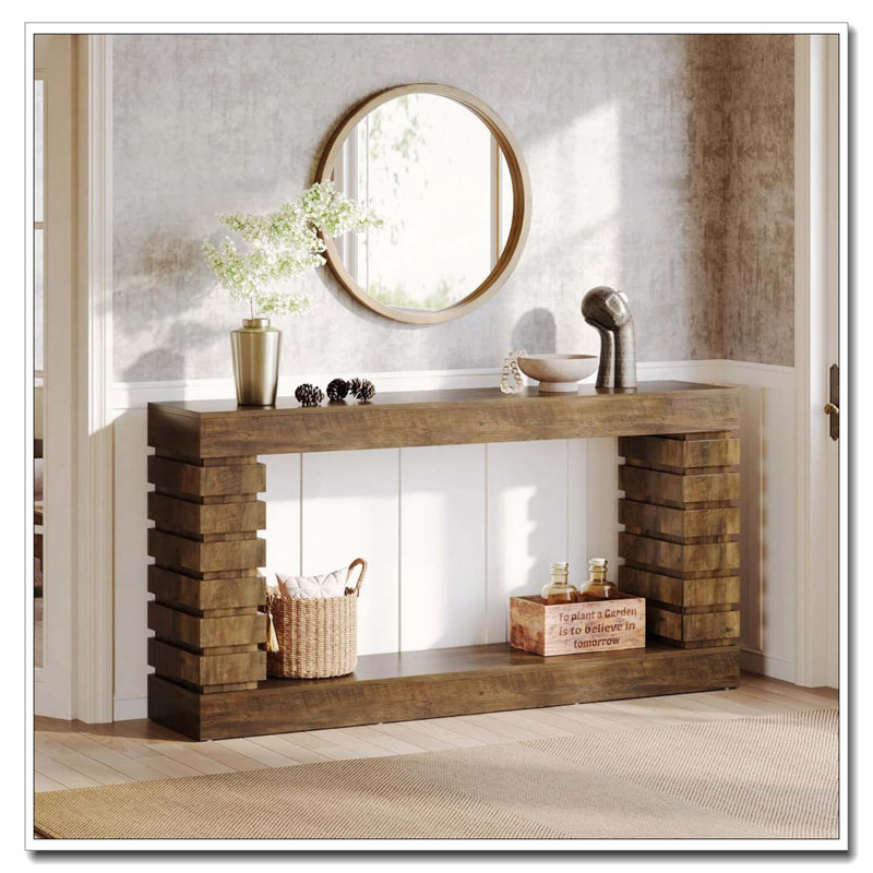 Wood Console Table with Storage Space-Saving Design