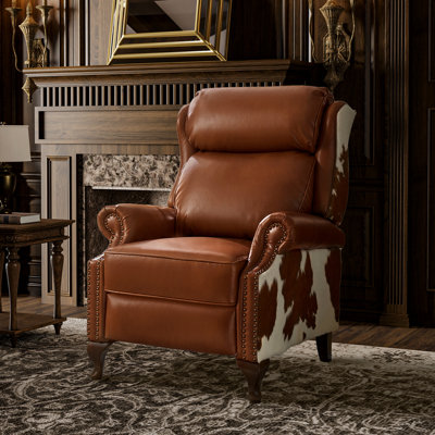 Fauteuil inclinable en cuir de vache l 33,8 po Terecita