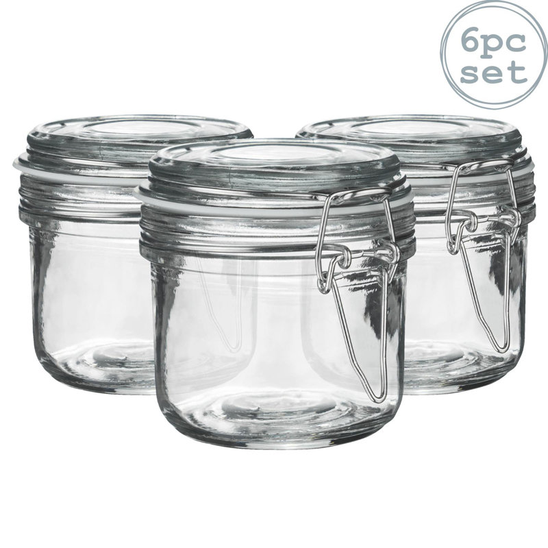 Argon Tableware - Glass Storage Jars, White/Clear, 8.5cm H x 7.5cm W x 7.5cm D
