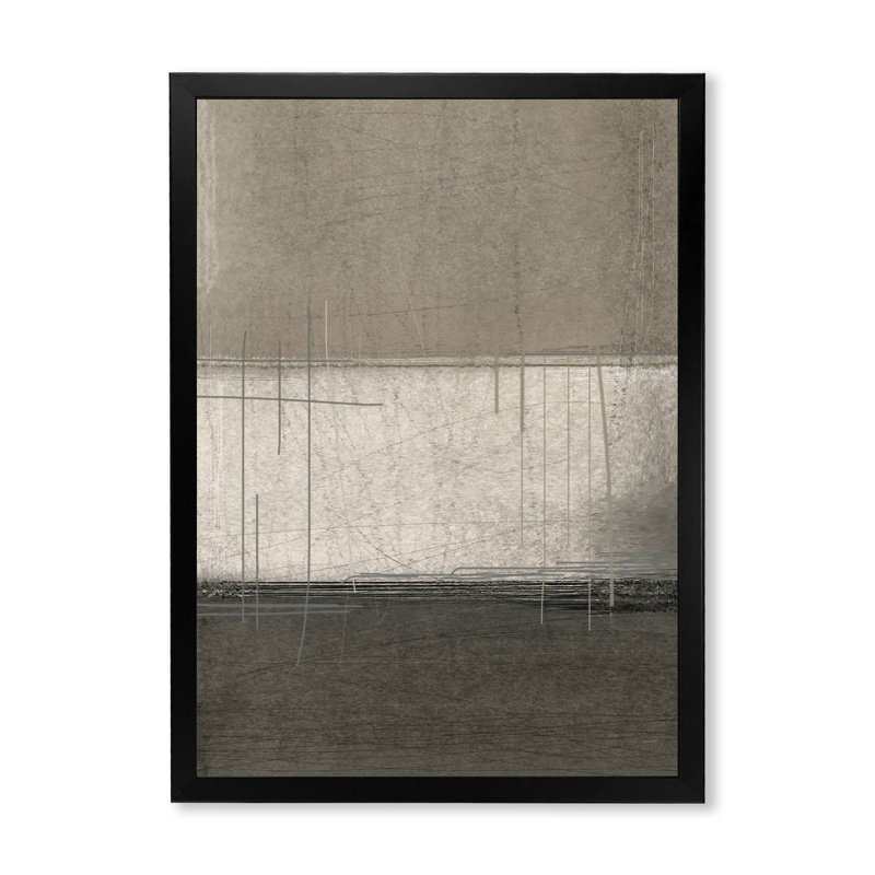 «Brown Meets Beige Abstract Stripes III», reproduction d'art moderne et contemporaine sur toile, Cadre photo noir