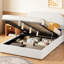 Lit double à rangement hydraulique avec surface en molleton blanc lisse revêtue de tissu efficace-1195798275