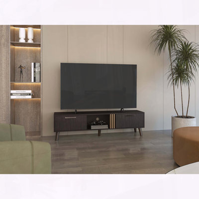 Vance 63-Inch Wide TV Stand with Pull-Down Cabinets and Cable Management