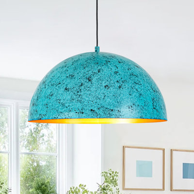 1 - Light Industrial Painta Distressed Metal Dome Pendant Light