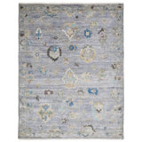 Fracisco Oriental Hand Knotted Wool/Viscose Area Rug in Purple Gray 