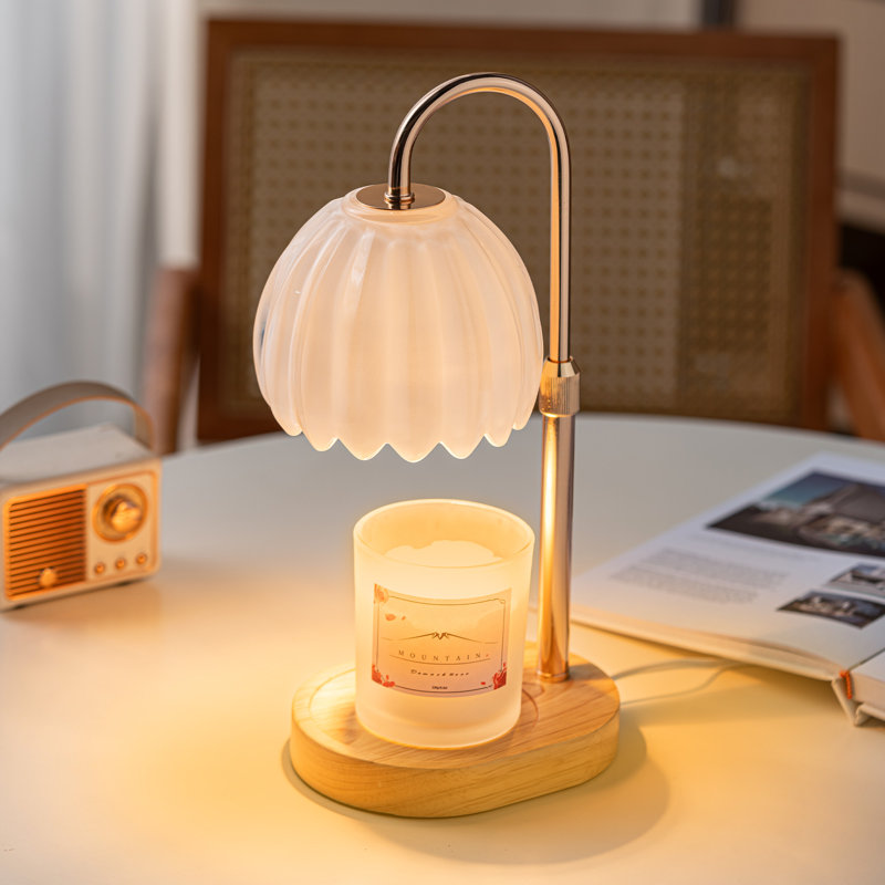 Candle Warmer Lamp with Timer Dimmer Adjustable Height for Home, White