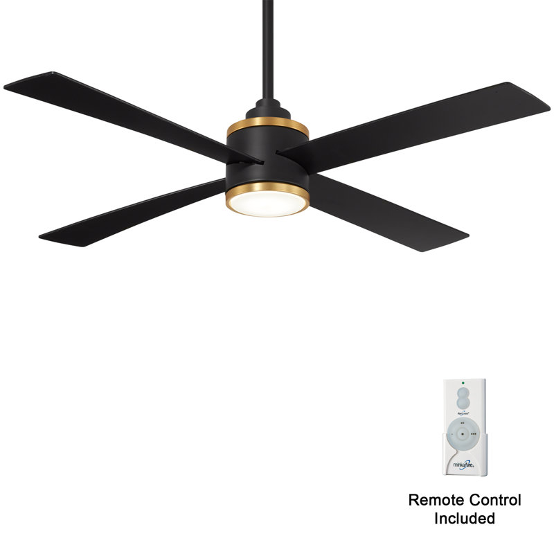 Minka Aire Falco - 54" Ceiling Fan W/Light Kit, Coal/Soft Brass, Coal/Soft Brass, Coal/Soft Brass