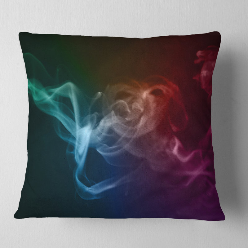 Abstrait fractal Smoke Waves - Coussin imprimé abstrait, 16 po x 16 po, Coussin décoratif