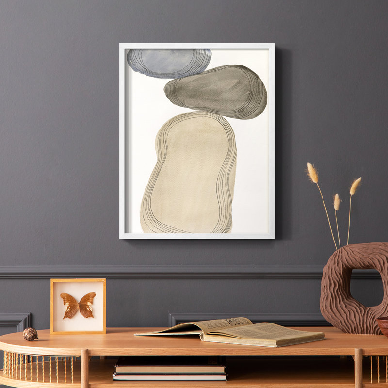 River Rocks Contour I, reproduction encadrée - bois massif, H 28 po x l 22 po, Cadre simple blanc