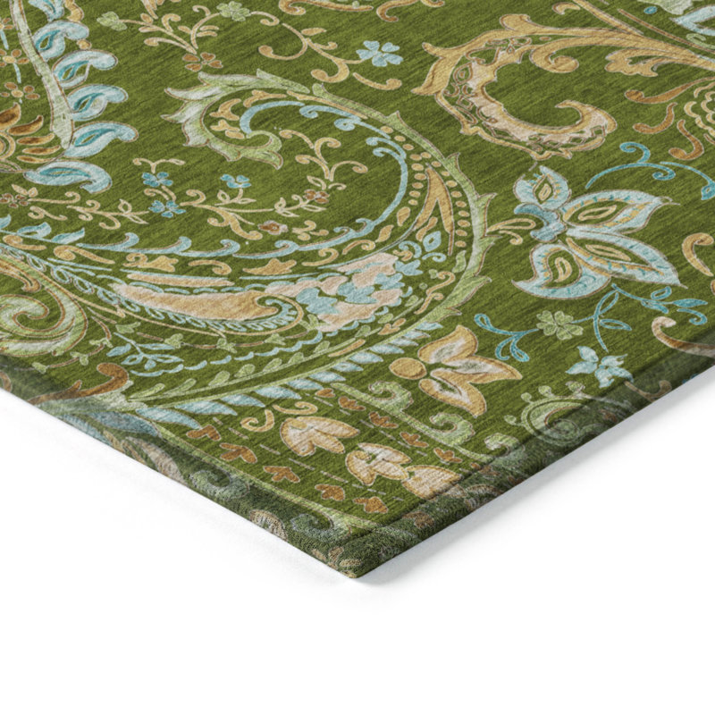 Kinslee Washable Paisley Indoor / Outdoor Rug, Round 8'