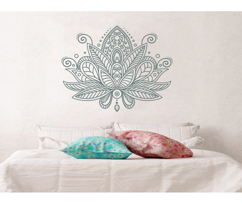Décalcomanie murale fleur mandala lotus Estrella, Gris