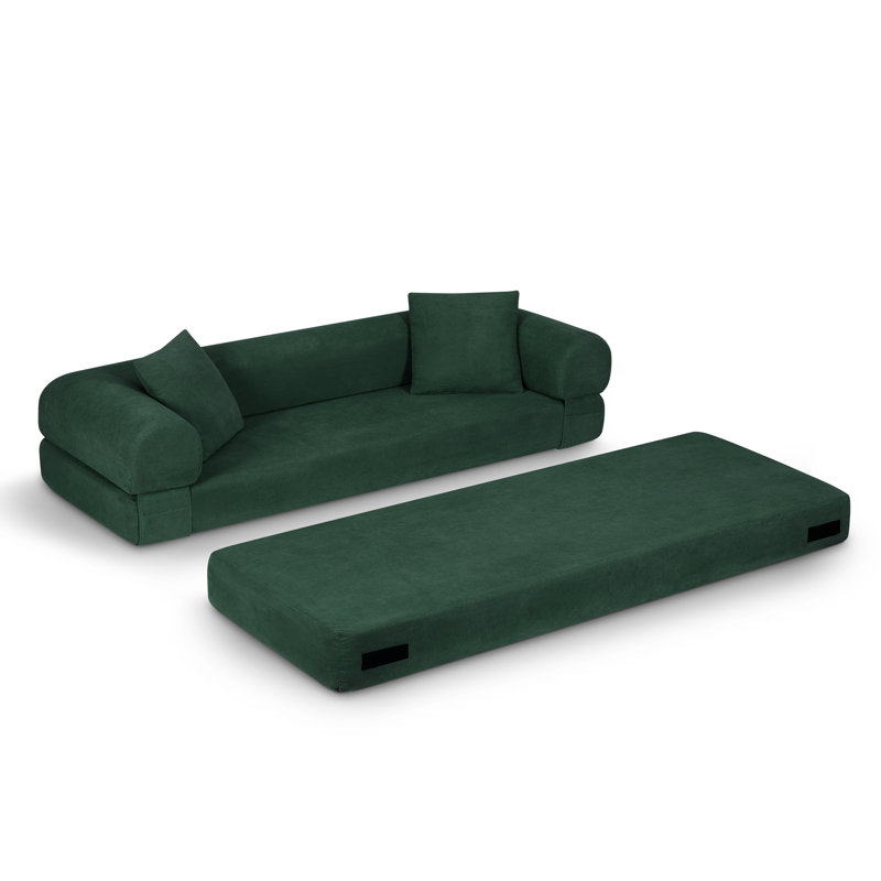 Canapé-lit convertible de 80 po, canapé-lit pliant désossé avec rangement, canapé en velours côtelé dans une boîte