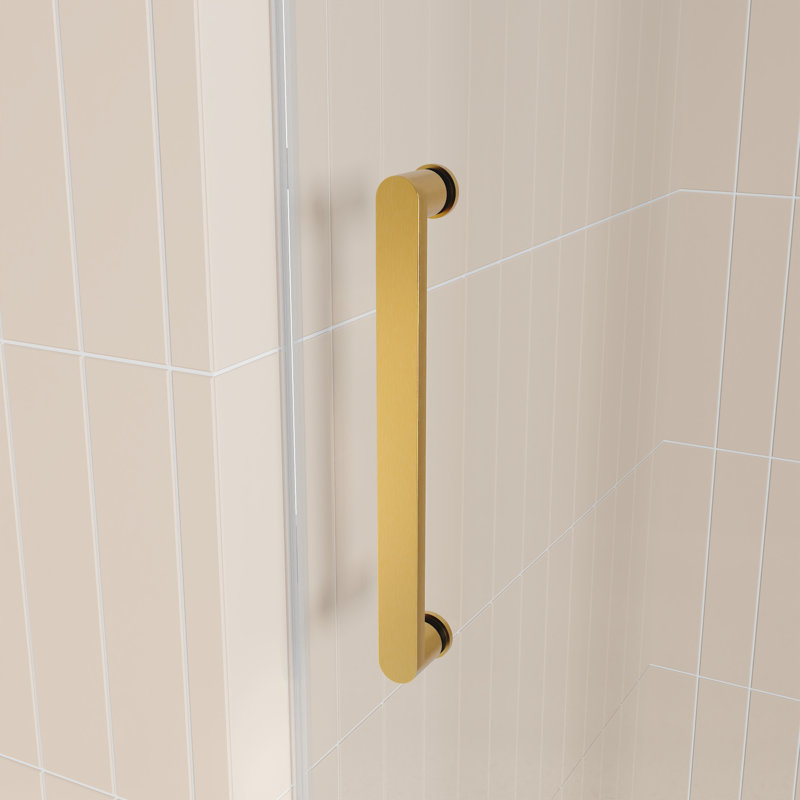 DeerValley 56" - 60" W x 76" H Single Sliding Frameless Shower Door with 3/8" Tempered Glass, Stainless Steel Accessories