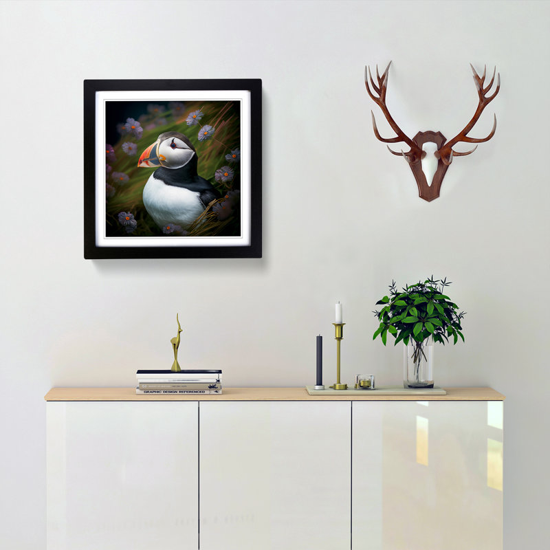 Puffin Photograph - Framed Print, Black