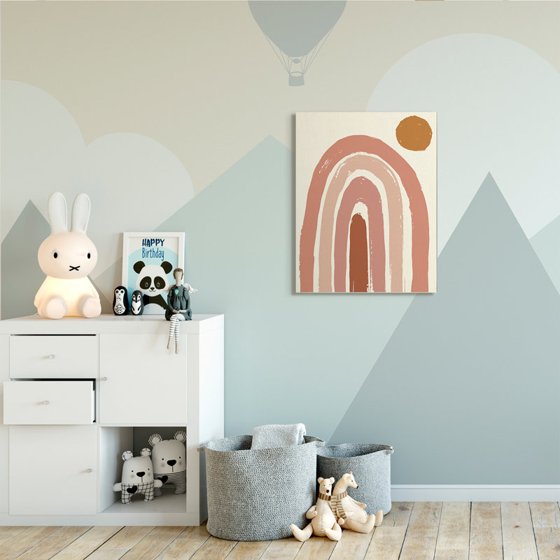 Désert soleil arc-en-ciel doux paysage beige, Toile tendue, H 40 po x l 30 po x 1,5 po