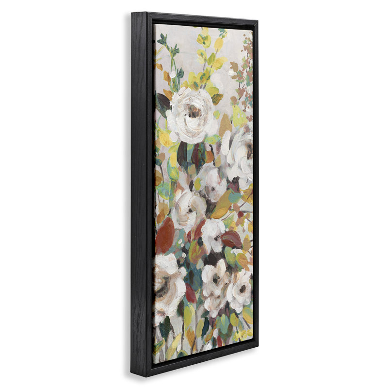  «Blooming Roses Array» par Carol Robinson, H 25 po x l 11 po, Cadre flottant noir de jais