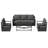 4-Piece Modern Aluminum Outdoor Patio Furniture Set with Grey Cushions and Coffee Table-1846020302